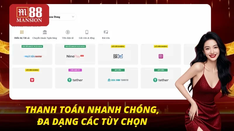 M88 41 Hệ thống thanh toán cực kỳ nhanh và tiện lợi